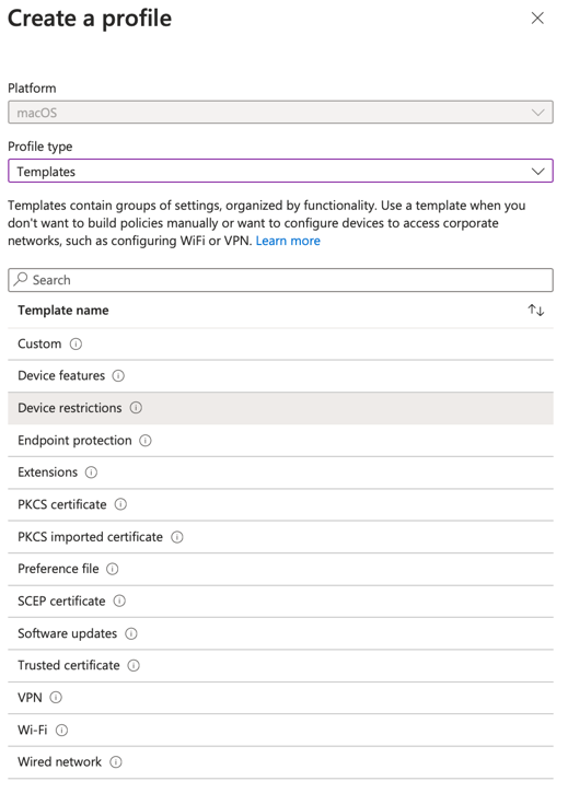 Name, description, and upload mobileconfig